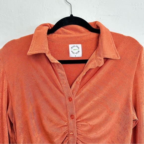 With Jean Button-Up Dress in Orange - Picture 4 of 8